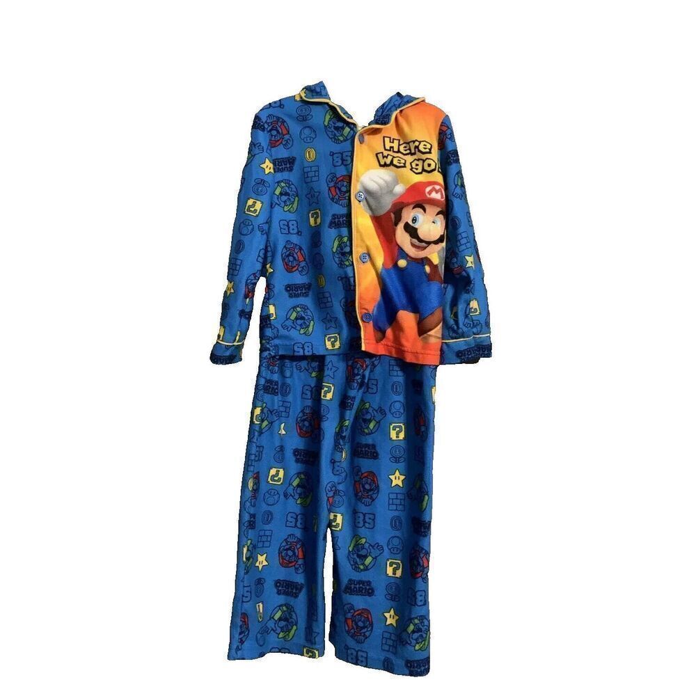 KOMAR KIDS Super Mario Size 4 BOYS BLUE FLANNEL 2-PIECE PJ SET